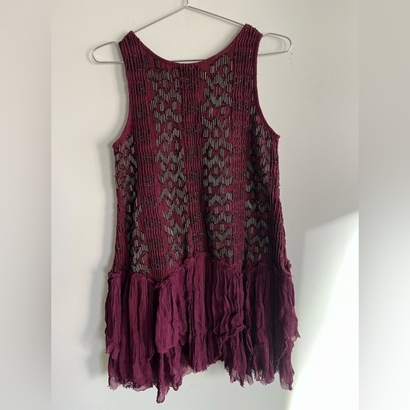 Free People Showroom Geo Drop Waist Beaded Boho Dress - Picture 7 of 12